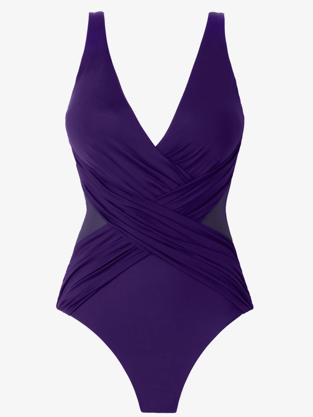 Miraclesuit Crossover With Mesh One Piece Surplice Swimsuit Purple Mulberry 12